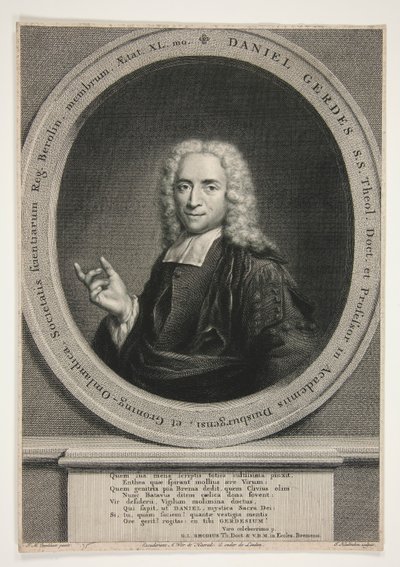 Ritratto di Daniel Gerdes, dopo J.M. Quinkhart da Jacobus Houbraken