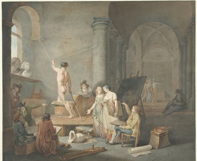 Disegno di modelli in un vecchio edificio da Jacobus Johannes Lauwers