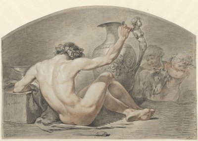 Nudo maschile seduto, con la mano sul manico di un vaso da Jacobus Johannes Lauwers