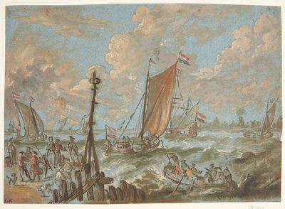Porto con navi a vela da Jacobus Storck