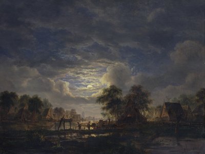 Villaggio su un canale, 1840 da Jacobus Theodorus Abels