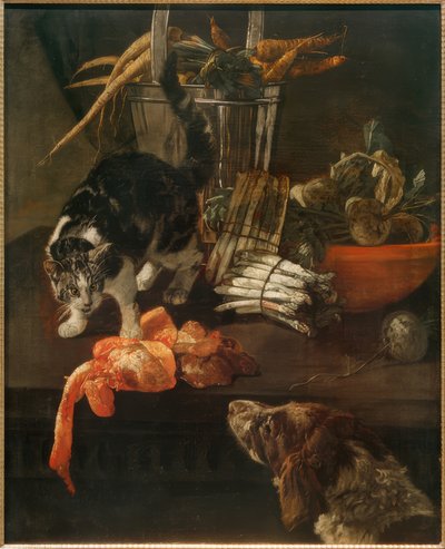 Cucina con cane e gatto da Jacobus Victors