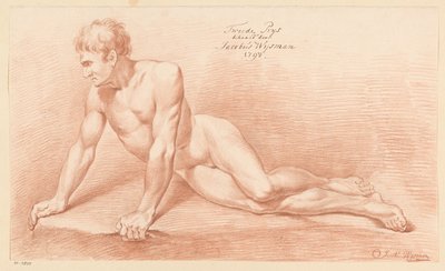 Nudo maschile seduto, visto di fronte (2° premio 1798) da Jacobus Wijsman