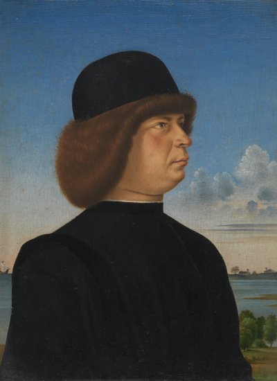 Ritratto di Alvise Contarini, verso Un capriolo legato, ca. 1485-95 da Jacometto Veneziano