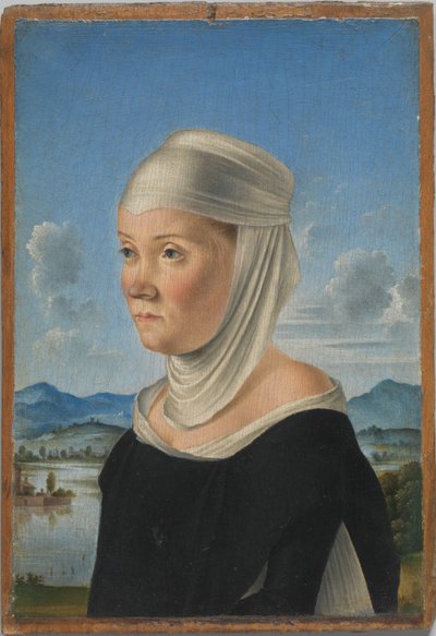 Ritratto di donna, forse una monaca di San Secondo; (verso) scena a grisaglia da Jacometto Veneziano