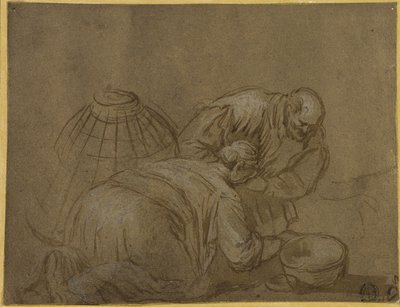 Coppia di contadini che guarda in un cesto da Jacopo Bassano
