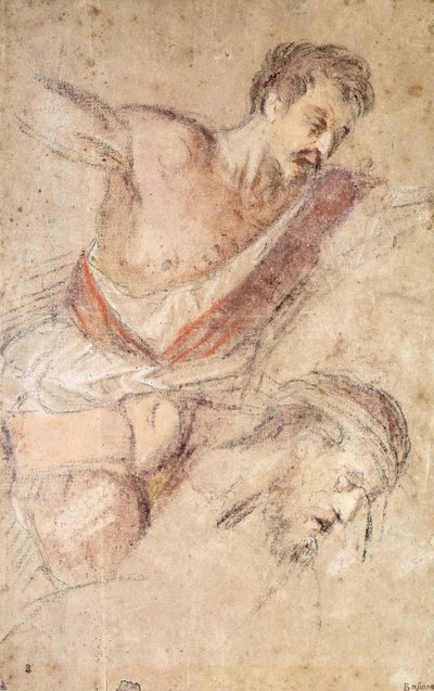 Studi per una Flagellazione: Un Uomo che Flagella e la Testa di Cristo da Jacopo Bassano