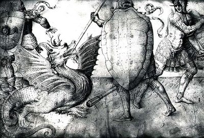 Guerrieri che combattono un drago da Jacopo Bellini