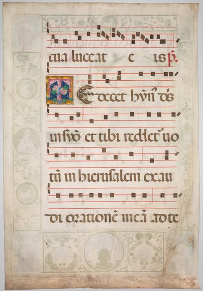 Foglio da un graduale: Iniziale decorata (verso) da Jacopo Filippo d