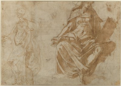 Santa Cecilia e una figura femminile seduta che tiene un libro da Jacopo Ianguidi Bertoia
