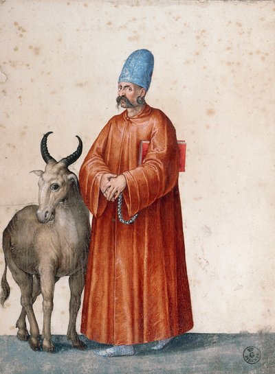 Uomo turco con capra, disegno di Jacopo Ligozzi (1547-1627) da Jacopo Ligozzi