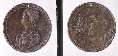 Medaglia ritratto, recto raffigurante Ippolito Gonzaga, verso possibilmente raffigurante Giunone sul suo carro (bronzo) da Jacopo Nizzola da Trezzo
