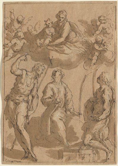 Madonna e bambino in gloria con i santi Giovanni Battista, Stefano e Lorenzo da Jacopo Palma il Giovane