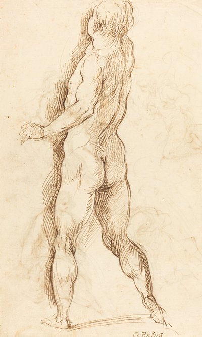 Uomo nudo visto da dietro [verso] da Jacopo Palma il Giovane