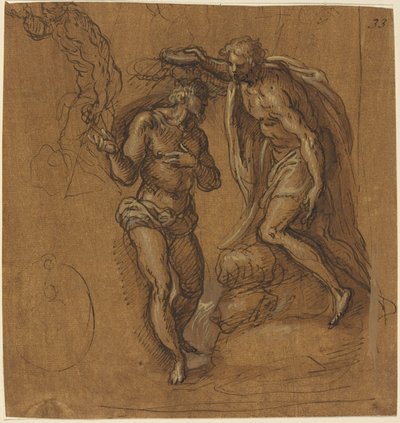Schizzo per un Battesimo di Cristo da Jacopo Palma il Giovane