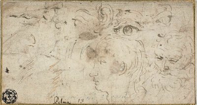 Schizzi di teste, occhi, orecchio e bocca da Jacopo Palma il Giovane
