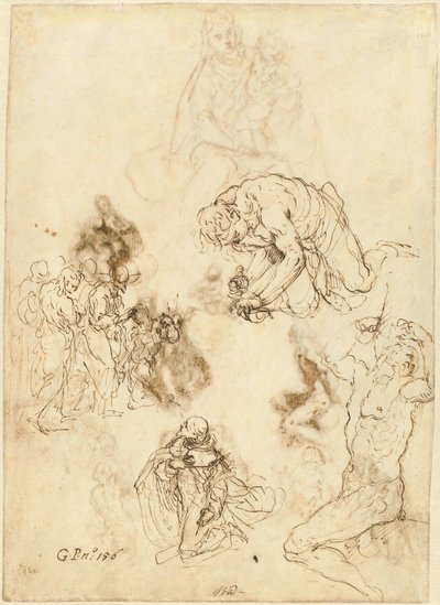 Studi di Cristo che guarisce il cieco, San Filippo Benizzi e San Sebastiano da Jacopo Palma il Giovane