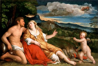 Marte, Venere e Cupido, 1520 da Jacopo Palma il Vecchio