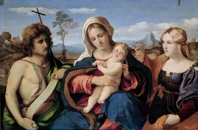 Madonna col Bambino con San Giovanni Battista e Maria Maddalena, 1520-1523 da Jacopo Palma il Vecchio the Elder