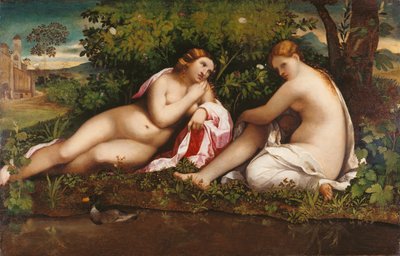 Due ninfe a riposo Giove e Callisto, c. 1520 da Jacopo Palma il Vecchio the Elder