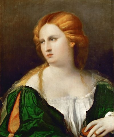Giovane donna in un vestito verde, una scatola in mano, ca 1514 da Jacopo Palma il Vecchio the Elder