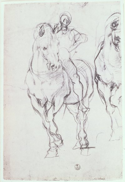 Studio di un cavaliere per Gli Israeliti che dissetano la loro sete nel deserto da Jacopo Pontormo