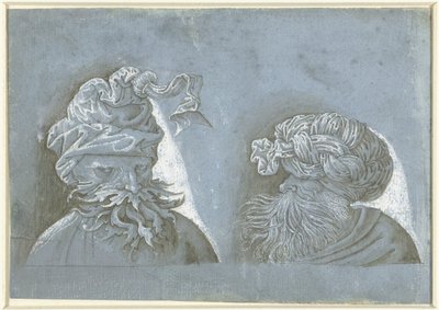 Due teste di uomini con copricapi da Jacopo Ripanda (attributed to)