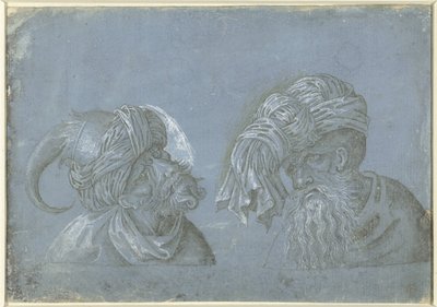 Due teste di uomini con copricapi (Teste di uomini con copricapi esotici) da Jacopo Ripanda (attributed to)