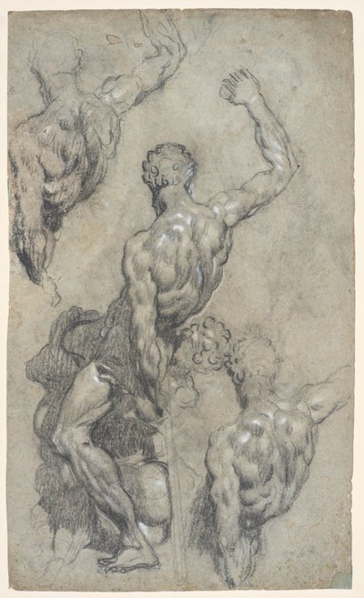 Studi del "Sansone e i Filistei" di Michelangelo, c.1575-1585 da Jacopo Robusti (workshop of) Tintoretto