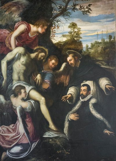 Cristo morto sorretto da tre angeli, san Domenico e donatore da Jacopo Robusti Tintoretto