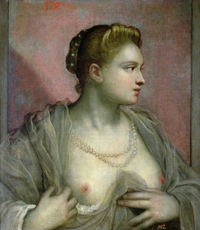 Ritratto di una donna che rivela i suoi seni, c.1570 da Jacopo Robusti Tintoretto