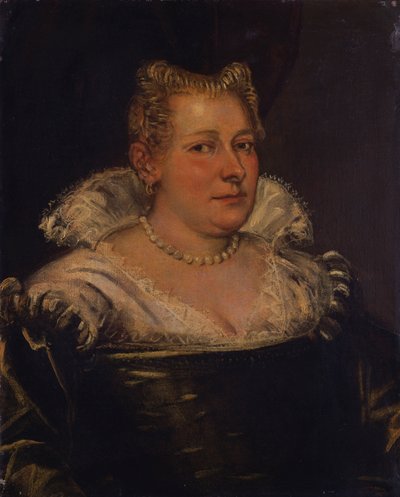 Ritratto di una signora, busto in un vestito verde con colletto bianco da Jacopo Robusti Tintoretto