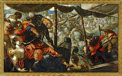 Scena di una battaglia tra turchi e cristiani... (dipinto su tela) da Jacopo Robusti Tintoretto