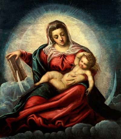 La Madonna e il Bambino in una mandorla su una luna crescente e nuvole, con il libro della sapienza da Jacopo Robusti Tintoretto