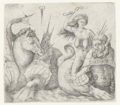 Vecchia donna sul dorso di un tritone accanto a un ippocampo da Jacopo de