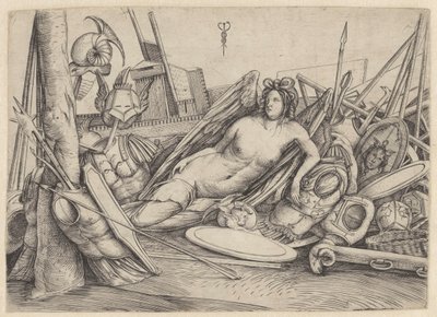 Vittoria riposante tra trofei di guerra da Jacopo de