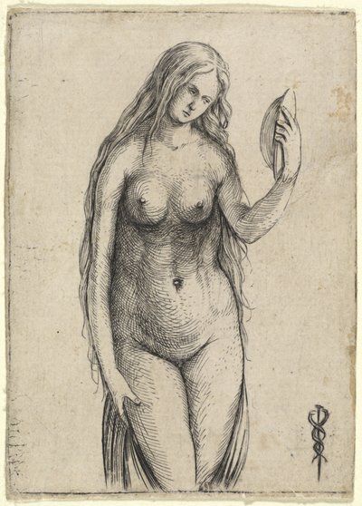 Donna nuda che tiene uno specchio Allegoria della Vanitas, c. 1503-1504 da Jacopo de Barbari