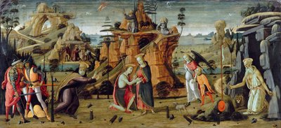 Paesaggio con scene bibliche e leggende dei santi da Jacopo del Sellaio