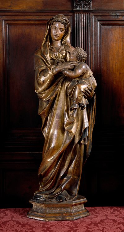 Vergine con Bambino. Scultura in legno da Jacopo della Quercia