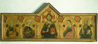 Il Redentore con la Madonna e tre Santi, di Meliore Toscano o Meliore di Jacopo (ca 1255-1285), tempera e oro su tavola, 85x210 cm, (dettaglio) da Jacopo di Meliore