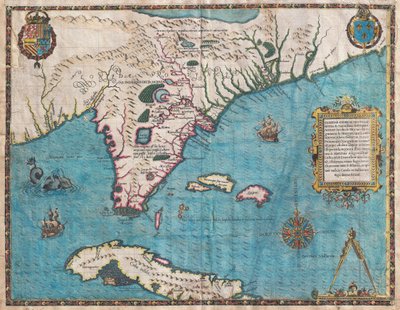Mappa della Florida e di Cuba di Jacques Le Moyne da Jacques  Le Moyne