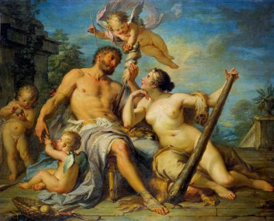 Ercole e Onfale Ercole (Eracle) è innamorato di Onfale, di cui è schiavo. Dipinto di Jacques Dumont detto il Romano (1701-1781). 1728 da Jacques  Dumont