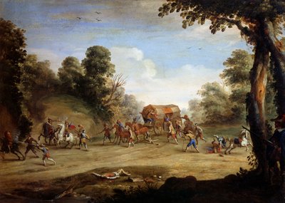 Vita di un soldato, saccheggio di una carrozza da Jacques (after) Callot