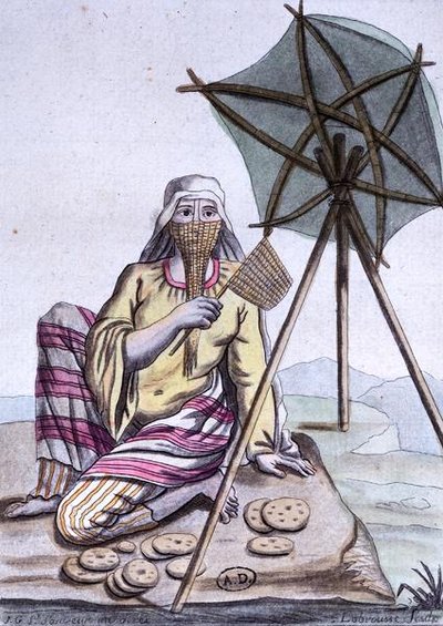 Donna araba del deserto che vende pane, da 