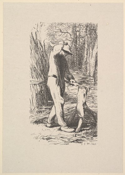 Taglialegna che fa un fascio, 1853 da Jacques Adrien Lavieille