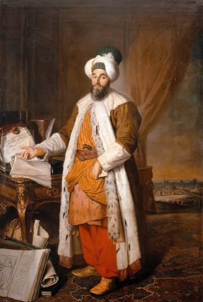 Ritratto di Mehemet Said Pacha, Bey di Rumelia, ambasciatore speciale del sultano ottomano Mahmoud I da Jacques Andre Joseph Camelot Aved