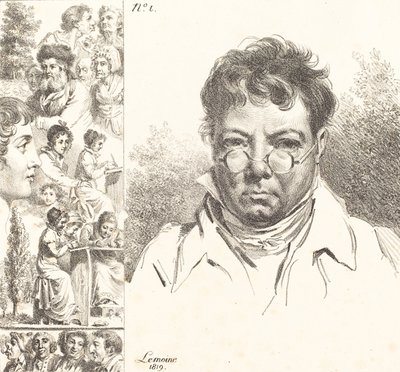 Autoritratto e altre teste, 1819 da Jacques Antoine Marie Lemoine