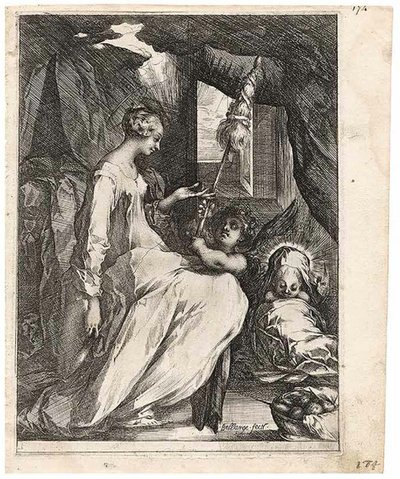 La Vergine e il Bambino con fuso e un angelo da Jacques Bellange