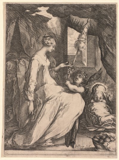 La Vergine e il Bambino con fuso e un angelo da Jacques Bellange