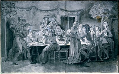 Cena di nozze durante la Rivoluzione Disegno di Jacques Bertaux (1745-1818) Parigi da Jacques Bertaux